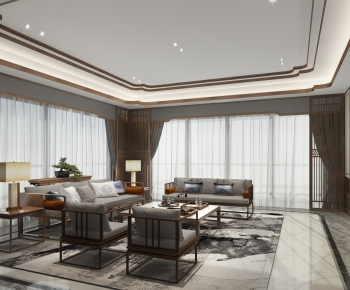 New Chinese Style A Living Room-ID:966018472