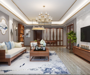 New Chinese Style A Living Room-ID:781118254