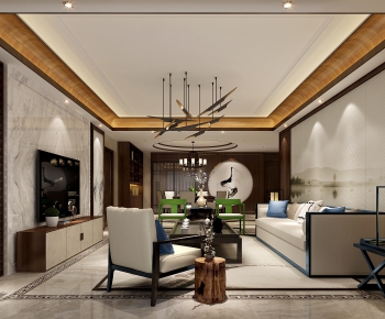 New Chinese Style A Living Room-ID:558733273