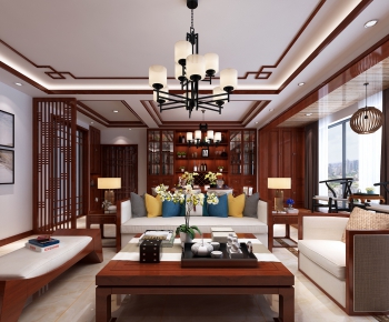 New Chinese Style A Living Room-ID:107631598