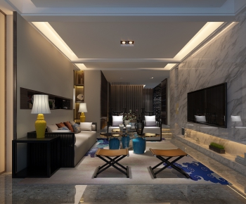 New Chinese Style A Living Room-ID:687938636