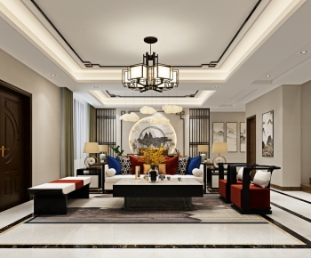 New Chinese Style A Living Room-ID:886949382