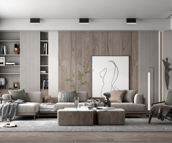 Modern Wabi-sabi Style A Living Room-ID:670280996
