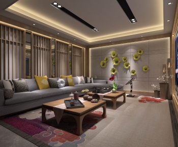 New Chinese Style A Living Room-ID:737369132