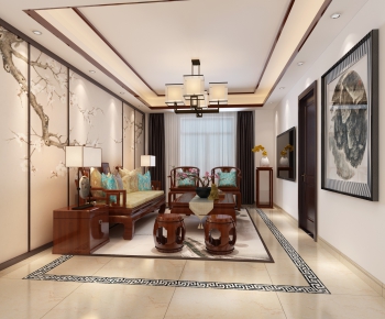 New Chinese Style A Living Room-ID:110245437