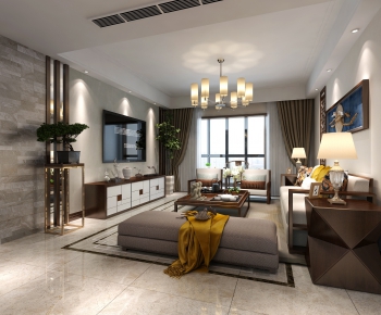 New Chinese Style A Living Room-ID:123859976