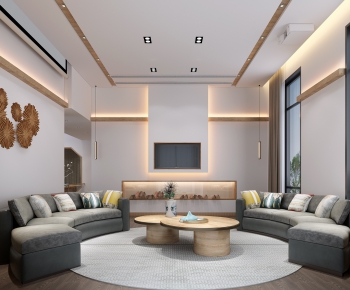 New Chinese Style A Living Room-ID:163250625