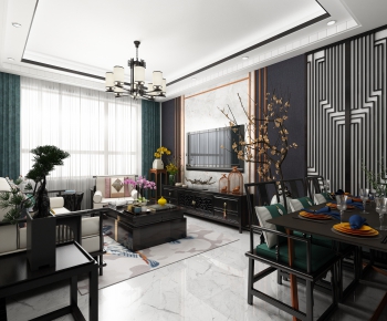 New Chinese Style A Living Room-ID:108904155