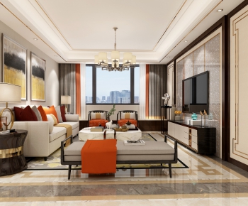 New Chinese Style A Living Room-ID:587524283