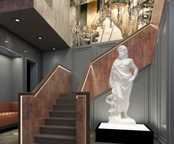 美式楼梯会所楼梯雕塑-ID:789111674