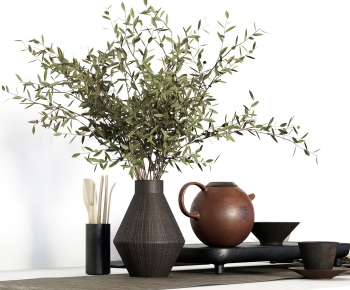 新中式茶具植物摆件-ID:102691839