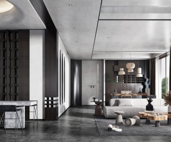 Modern Wabi-sabi Style A Living Room-ID:312417181