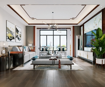 New Chinese Style A Living Room-ID:166432866