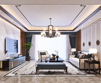 New Chinese Style A Living Room-ID:108672545