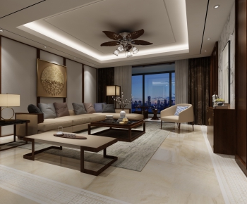 New Chinese Style A Living Room-ID:128756976
