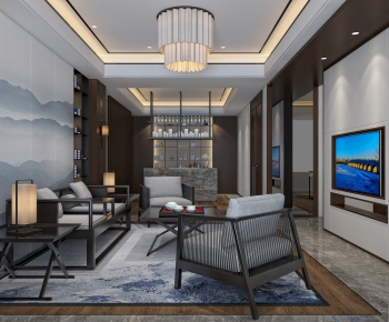 New Chinese Style A Living Room-ID:861084664