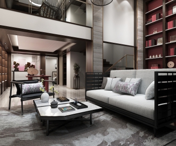 New Chinese Style A Living Room-ID:757955262