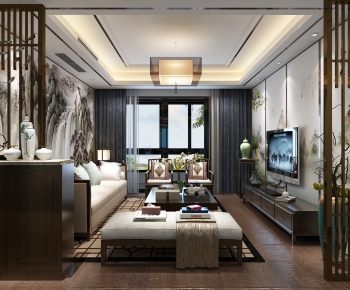 New Chinese Style A Living Room-ID:409546134