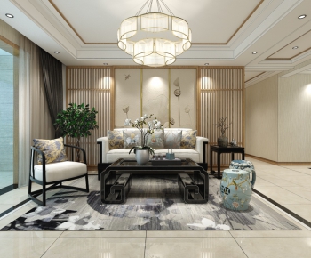 New Chinese Style A Living Room-ID:957771176