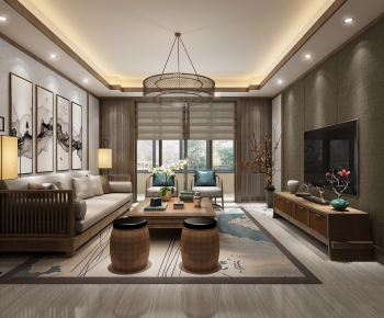 New Chinese Style A Living Room-ID:469163471