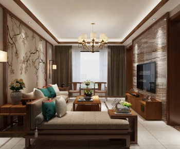 New Chinese Style A Living Room-ID:897949135