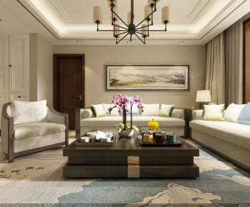 New Chinese Style A Living Room-ID:594371751
