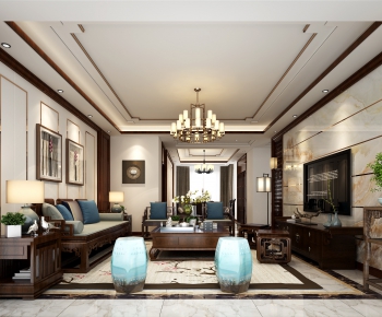 New Chinese Style A Living Room-ID:559084439