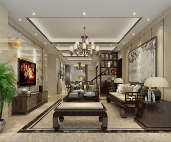New Chinese Style A Living Room-ID:122693637