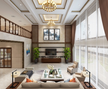 New Chinese Style A Living Room-ID:612290834