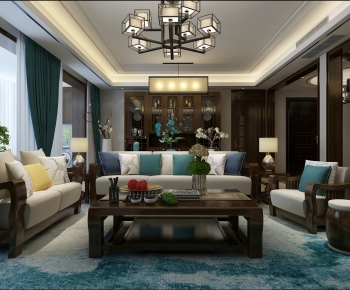 New Chinese Style A Living Room-ID:770676986