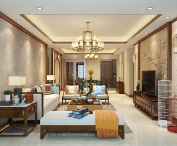 New Chinese Style A Living Room-ID:804972379