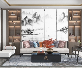 New Chinese Style A Living Room-ID:364923987