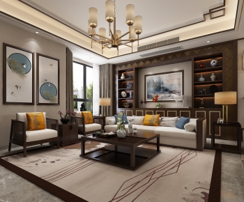 New Chinese Style A Living Room-ID:338378355