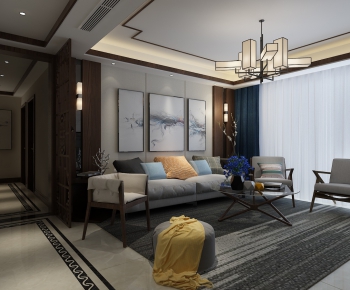 New Chinese Style A Living Room-ID:906618211