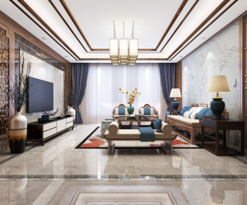 New Chinese Style A Living Room-ID:679274871