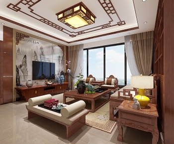 New Chinese Style A Living Room-ID:823334398