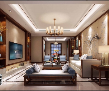New Chinese Style A Living Room-ID:225104883
