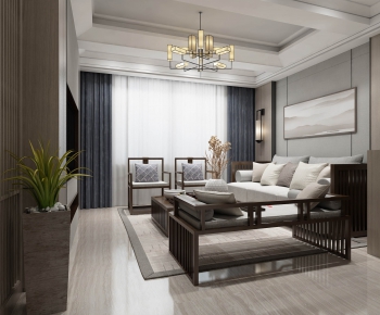 New Chinese Style A Living Room-ID:127545997