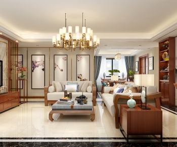 New Chinese Style A Living Room-ID:664489896