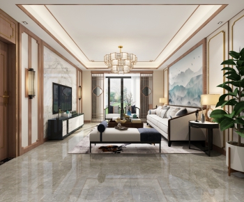 New Chinese Style A Living Room-ID:756234853