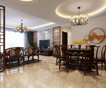 New Chinese Style A Living Room-ID:694051627