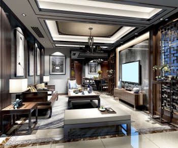 New Chinese Style A Living Room-ID:476893852