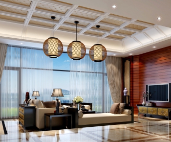 New Chinese Style A Living Room-ID:675308239