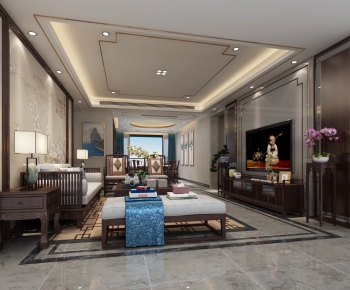 New Chinese Style A Living Room-ID:759999927