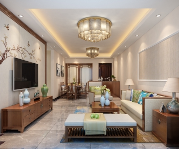 New Chinese Style A Living Room-ID:885257317