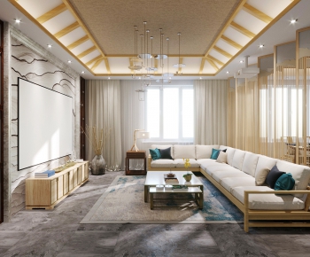 New Chinese Style A Living Room-ID:751959994