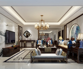 New Chinese Style A Living Room-ID:517339635