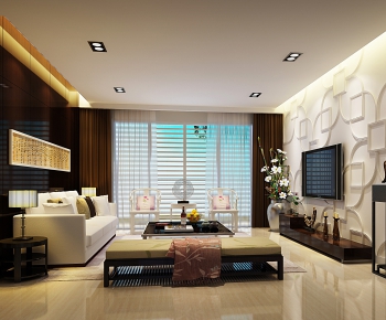 New Chinese Style A Living Room-ID:440262131