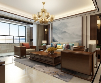 New Chinese Style A Living Room-ID:638635927