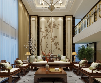 New Chinese Style A Living Room-ID:258224925